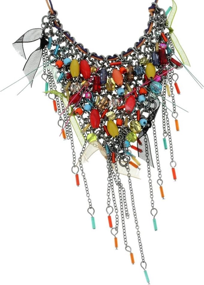 Behave - Gekleurde ketting met lintjes - Mode ketting 41,5 cm + verlengketting