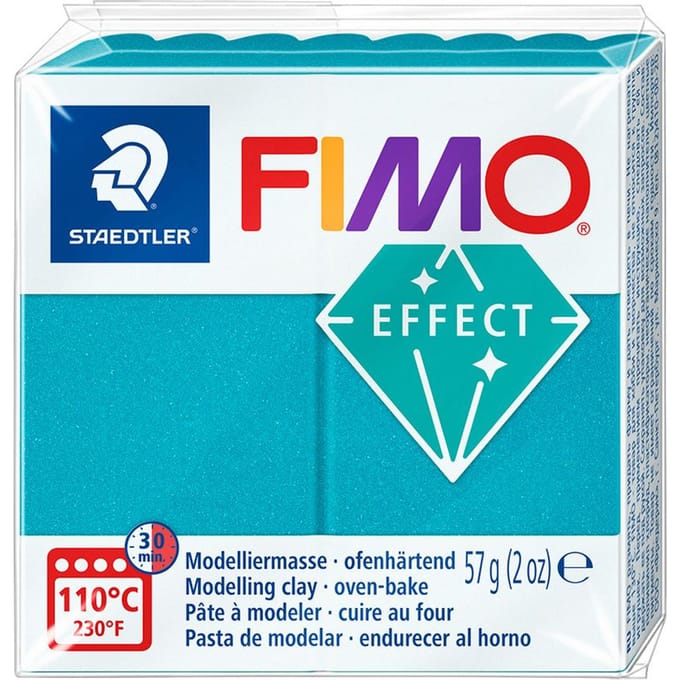 FIMO effect ovenhardende boetseerklei standaard blokje 57 g - metallic turkoois