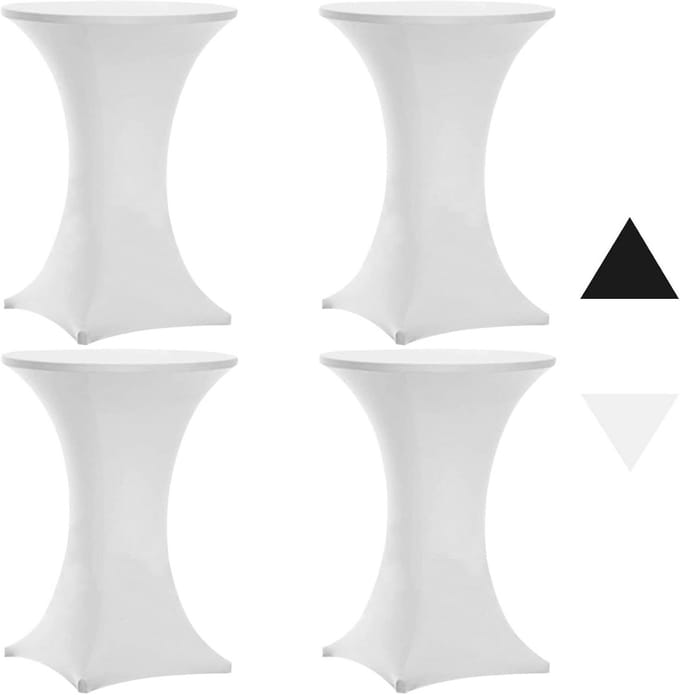 Set van 4 Witte Stretch Cocktailtafelhoezen voor Hoge Tafels - Professionele Tafelkleden