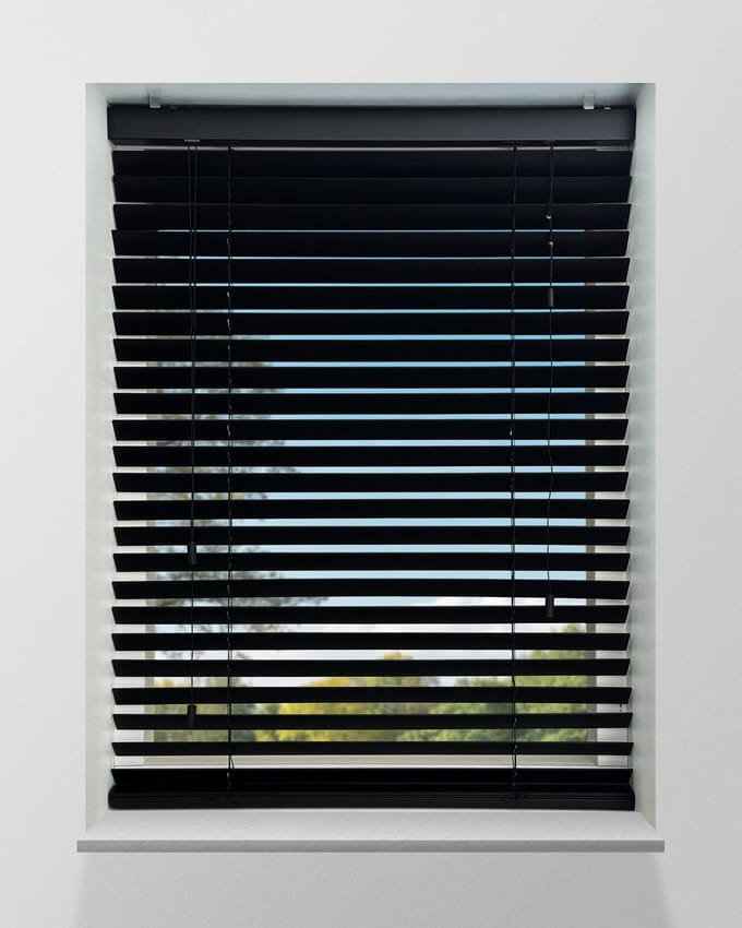 Houten Jaloezie - 50mm - Zwart - 190x250cm - Ladderkoord