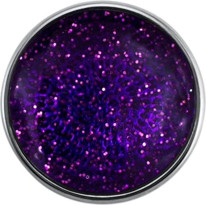 Quiges - Dames Click Button Drukknoop 18mm Space Glitter Paars - EBCM011