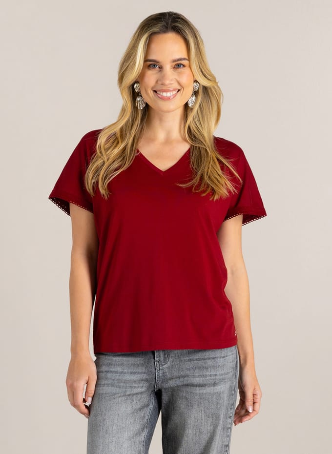 IVY BEAU Gennesis Tops - Dark Red - maat 44