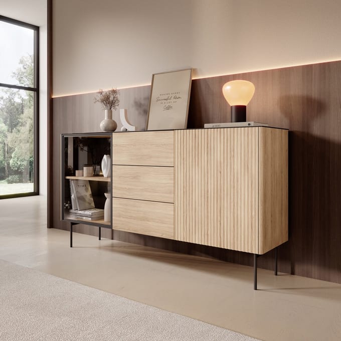 Meubella - Okari - Dressoir - Eikenpatroon - 157x39x84 cm
