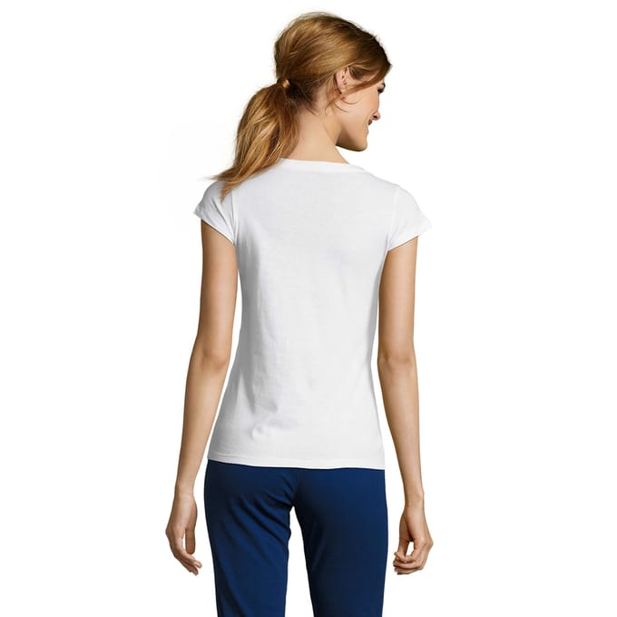 SOLS Dames/Dames Maan V Hals T-shirt (Wit)