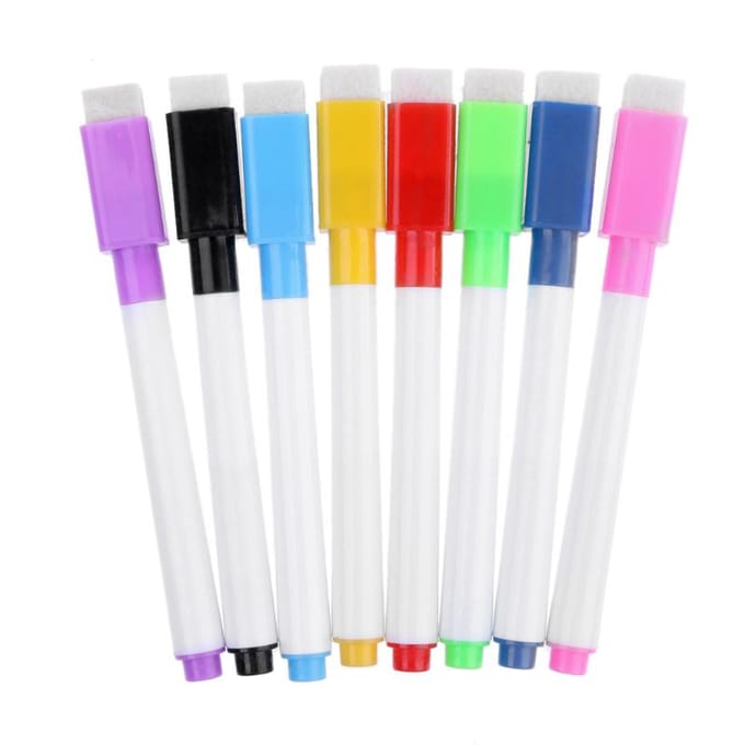 1 lot de marqueurs effaçables pour tableau blanc, fournitures scolaires et de bureau, 8 couleurs blue