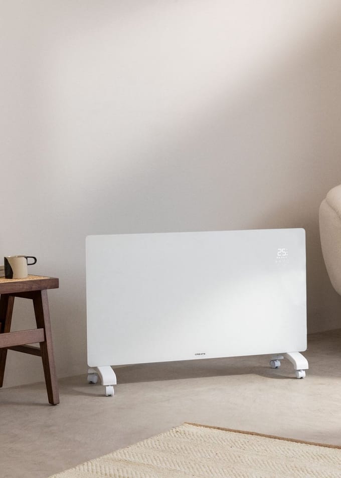 CREATE - Elektrische glazen convector met WiFi - Wit - Op wielen - WARM CRYSTAL 2500W