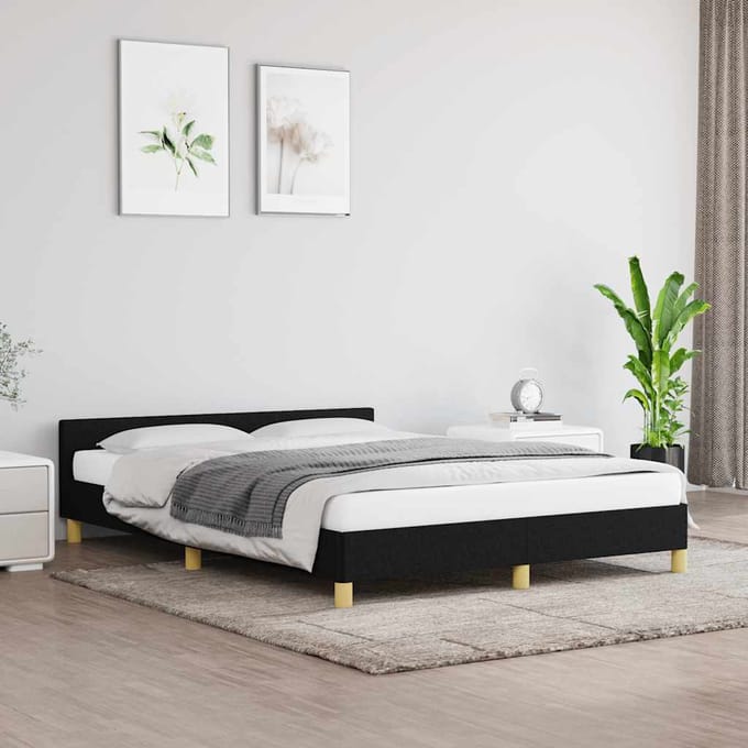 vidaXL - Bedframe - zonder - matras - stof - zwart - 140x190 - cm