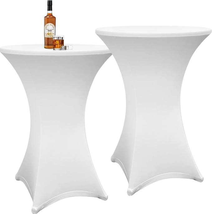 2x Elastische Statafelhoes Wit Rond Ø 80-85 cm | Sneldrogend & Strijkvrij
