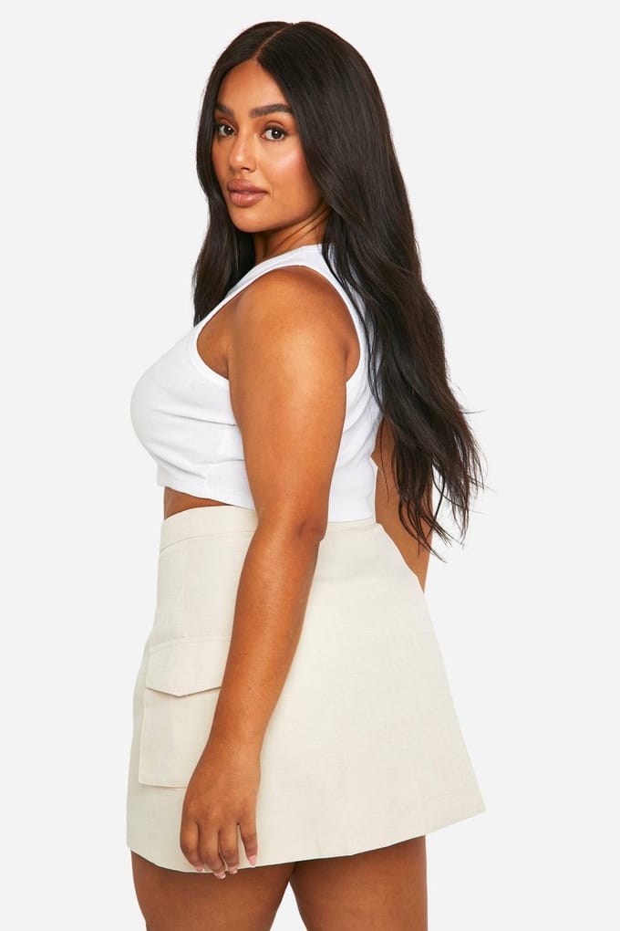 boohoo Dames Plus getextureerde minirok | Ecru | Maat: 50