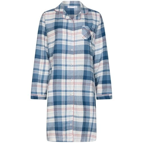 Pastunette - Flannel Check - Nachthemd - Doorknoop - Blauw/Wit - Flanel - Maat 46