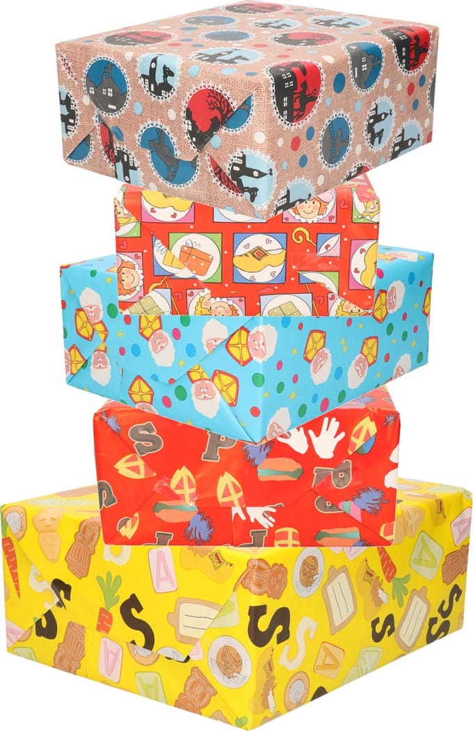 Sinterklaas - Inpakpapier - Pakpapier - Cadeaupapier - 200 x 50 cm - 5 Rollen Assorti