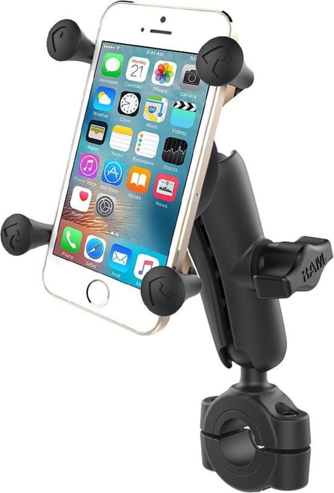 X-grip smartphone stuurmontage RAM Mounts met standaard arm tot ø25,4 mm