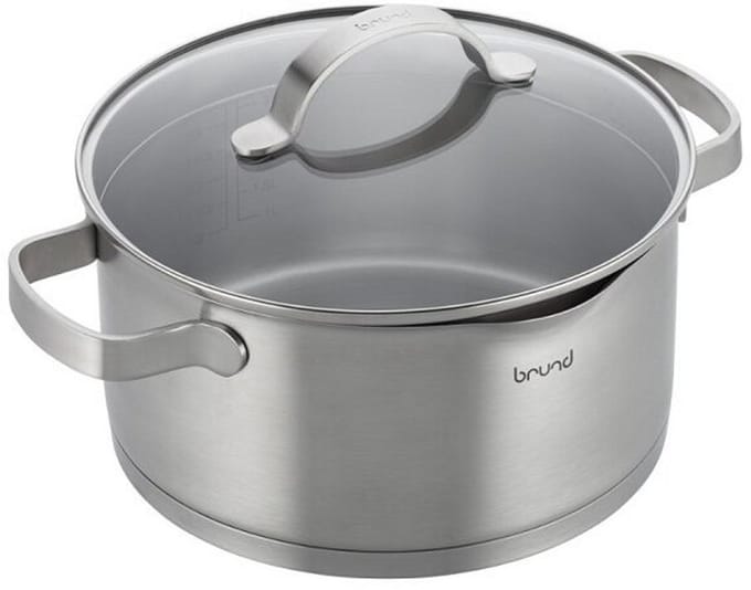 Brund Kookpan met Glazen Deksel 4L RVS