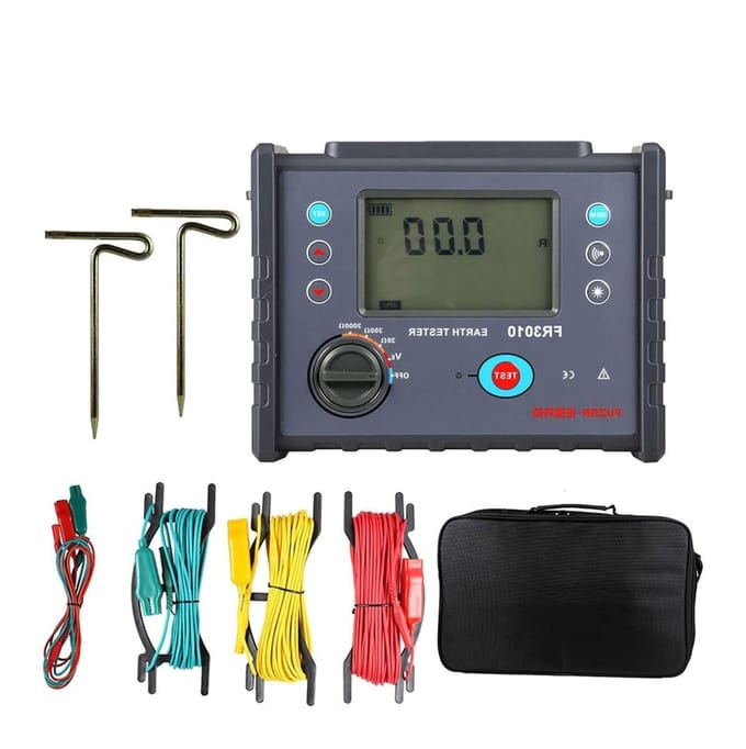 Aardingstester - Weerstandsmeter - Elektrische metingen - Groot LCD scherm - 600V - Zwart