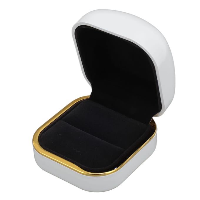 LED Ringdoosje Fluwelen Voering Romantisch Luxe Ringdoosje Sieradendoosje met LED Licht voor Jubileum Bruiloft Wit wit