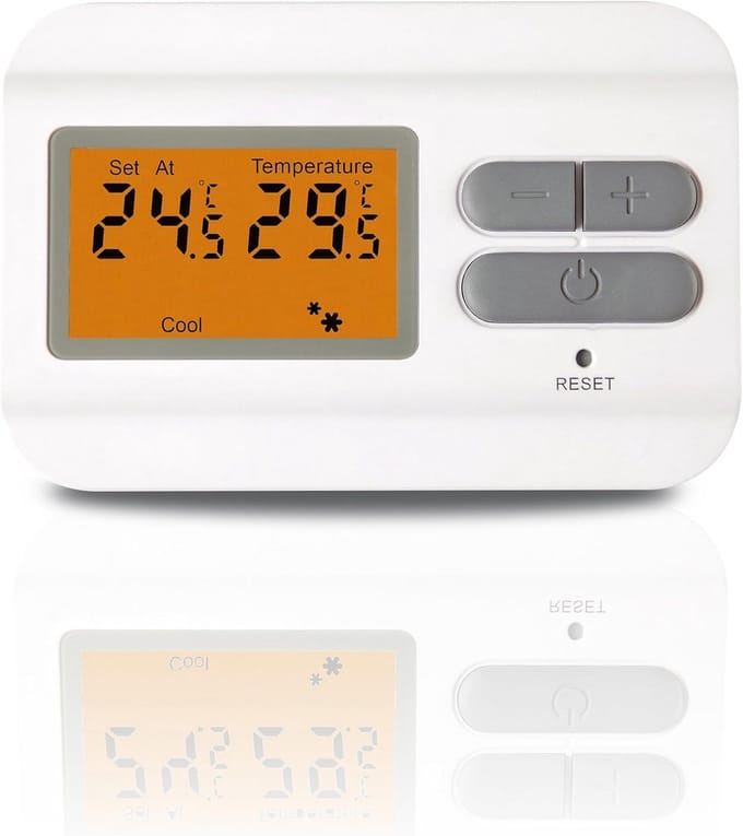 Digitale thermostaat - Programmeerbare regelaar - Temperatuur regelen - LCD scherm met verlichting - Rechthoekig - Wit