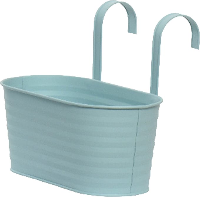 Decoris Bloembak ophangbaar - zink - 32 x 16 cm - lichtblauw