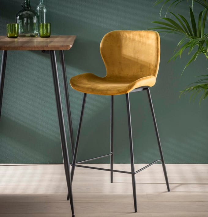 AnLi Style Barstoel ronde buis - Velours goud - set van 4
