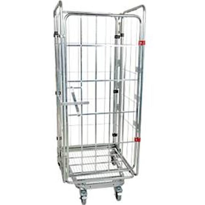 Nestbare rolcontainer, 4-zijdig, gegalvaniseerd, draagvermogen 500 kg, zonder tussenlegbord
