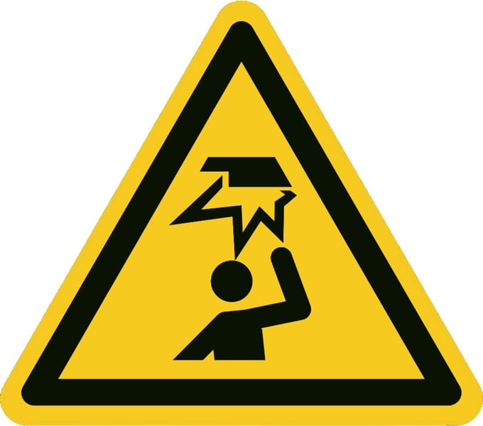 Stootgevaar sticker obstakel boven hoofd 200x200 mm - ISO 7010 W020
