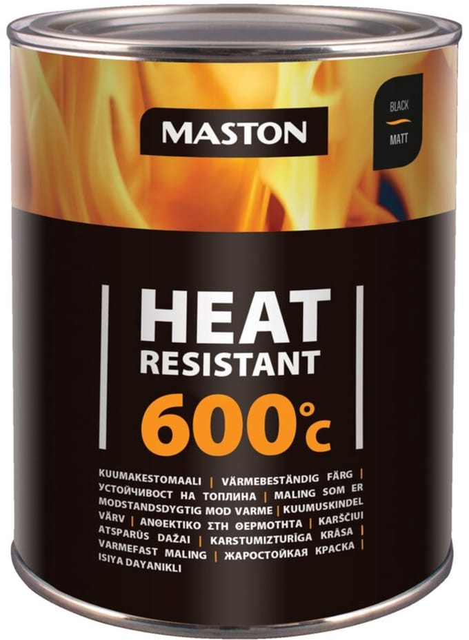 Maston Heat Resistant 600°C - Mat - Zwart - Hittebestendige Verf - 1 liter