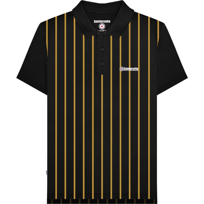 Lambretta Heren Pinstripe Poloshirt (Zwart/Goud)