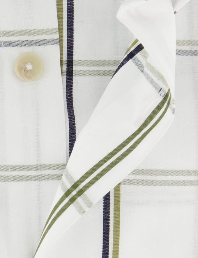 Ledub Modern Fit overhemden wit geruit korte mouw