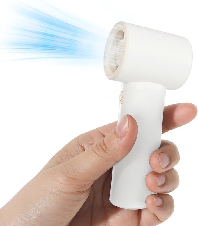 Mini-handventilator met 3 instelbare snelheden en koord – draagbare USB-ventilator voor thuis, kantoor, buiten en reizen – wit.