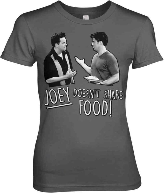 Friends Dames Tshirt -L- Joey Doesn't Share Food Grijs