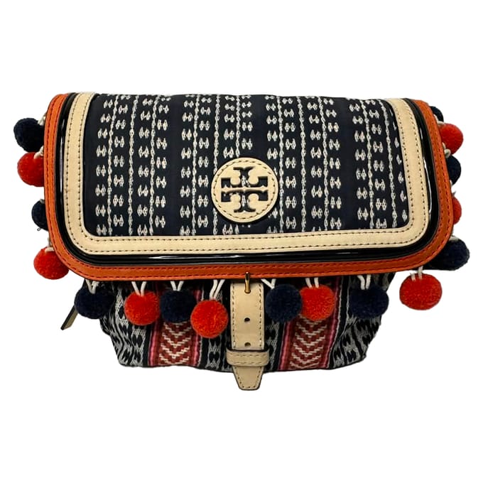 Tory Burch Scout Pompon Schoudertas in Multicolore Canvas