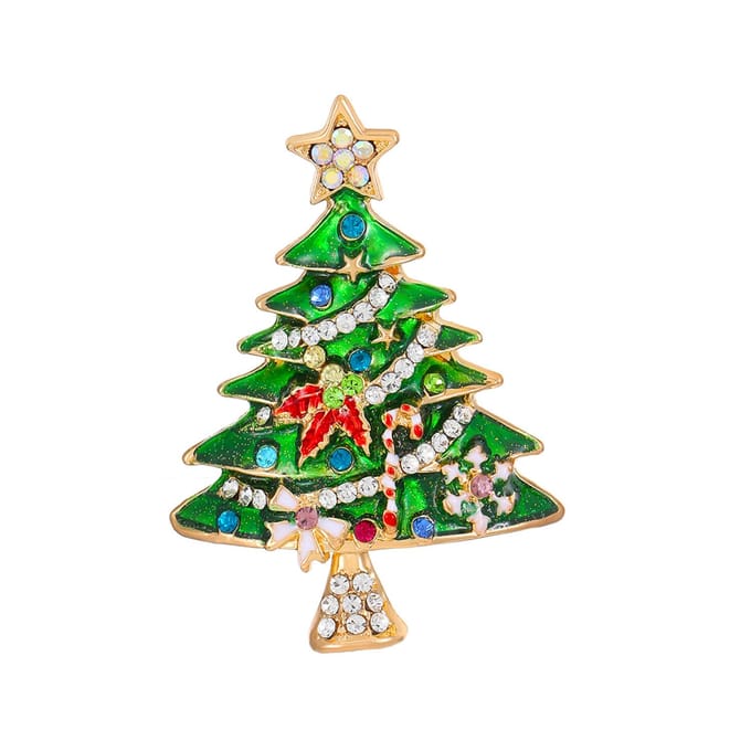 1 stuks Kerst Broches Sieraden Mode Emaille Strass Kerstboom Broche Pin Dames Kleding Accessoires rood