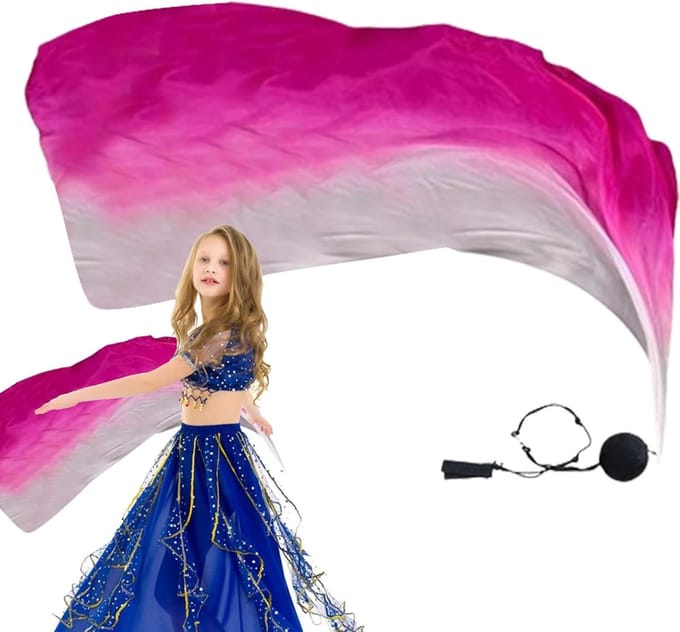 Dans Sjaal - Kostuum Accessoire - Podium Optredens - Lichtgewicht Chiffon - 24.6 x 15.9 cm - Rood Roze Gradient