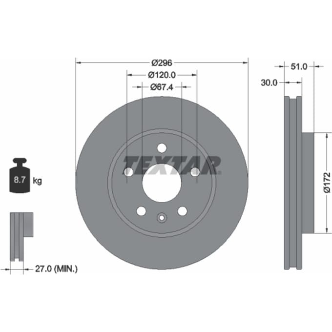 Remschijf PRO+ TEXTAR 92186905, 1 stuk