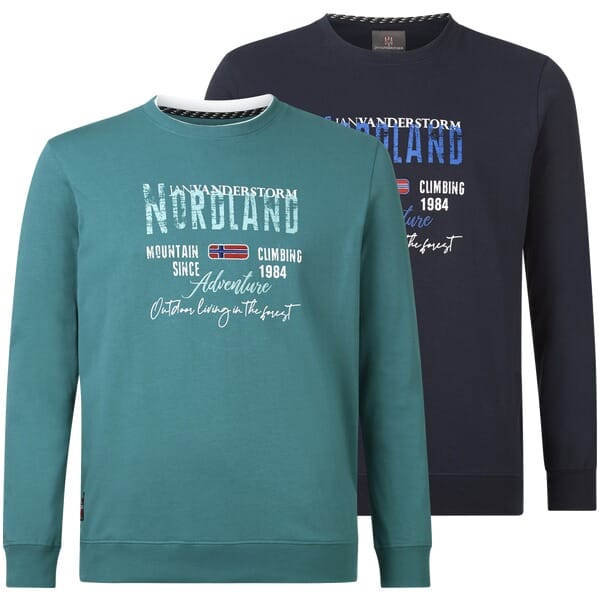 Jan Vanderstorm herren Sweatshirts, Set Van 2 - 76/78 - petrol - Plus Size