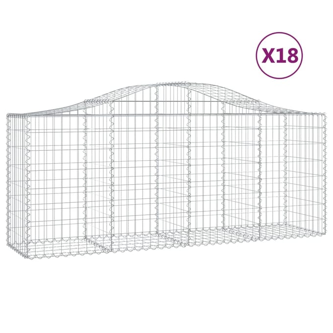 vidaXL - Schanskorven - 18 - st - gewelfd - 200x50x80/100 - cm - ijzer