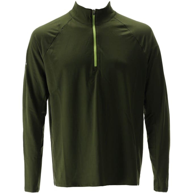 Nathan Heren Tempo Quarter Zip Raglan T-shirt (Bosgroen gemêleerd)