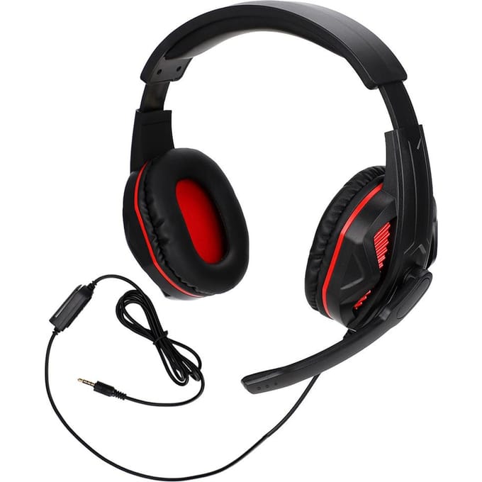 3,5 mm Competitieve Gaming Headset Hoofdtelefoon met Microfoon Bedrade Oortelefoon voor PS4 (Zwart + Rood)