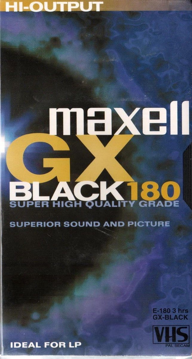 MAXELL GX BLACK 180 VHS TAPE (VIDEOBAND) SUPER HIGH QUALITY GRADE 180 MM
