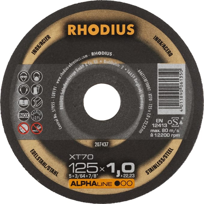 Slijpschijf - 1.0mm*125 - Rhodius - 10 stuks - Slijpschijven