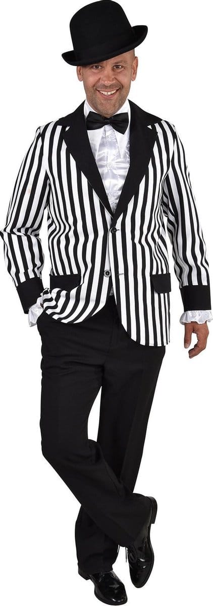Magic Design Colbert Streep Heren Polyester Zwart/wit Maat M