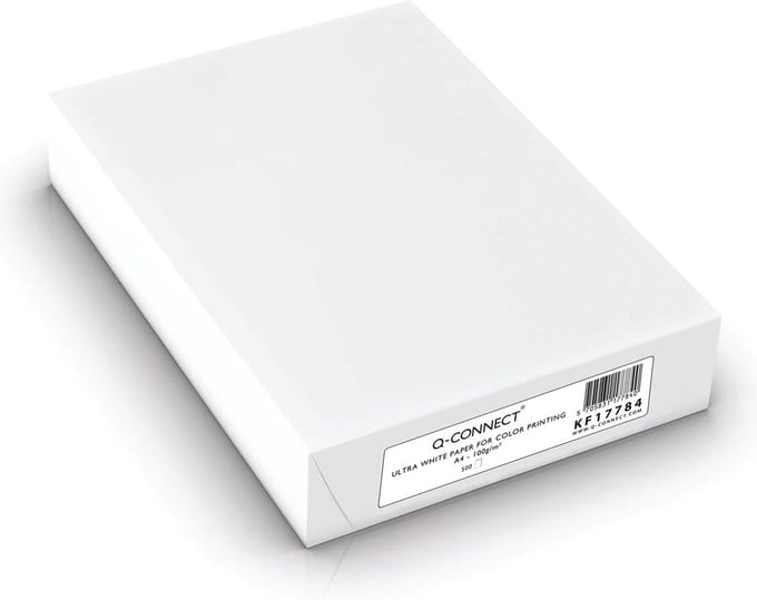 Q-CONNECT presentatiepapier, ultra white, ft A4, 100 g, pak van 500 vel, wit 4 stuks