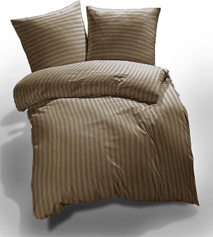 Uni streep dekbedovertrek - Taupe - 2-persoons (200x200/220 cm + 2 slopen)