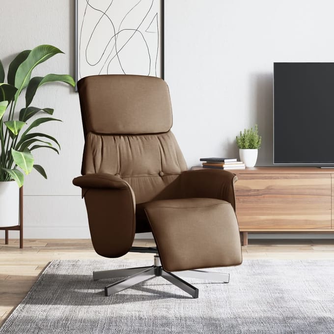 vidaXL - Fauteuil - verstelbaar - met - voetensteun - stof - bruin