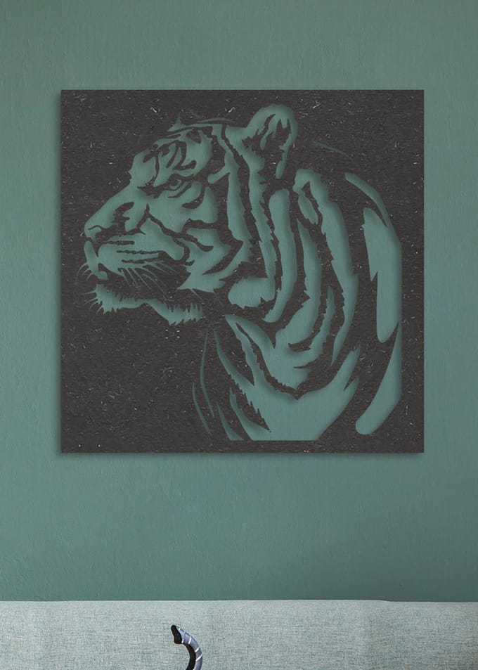 Wanddecoratie | Tijger in frame - XL (80x80cm)