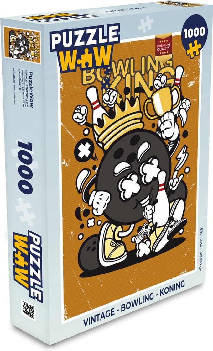 Puzzel Vintage - Bowling - Koning - Legpuzzel - Puzzel 1000 stukjes volwassenen