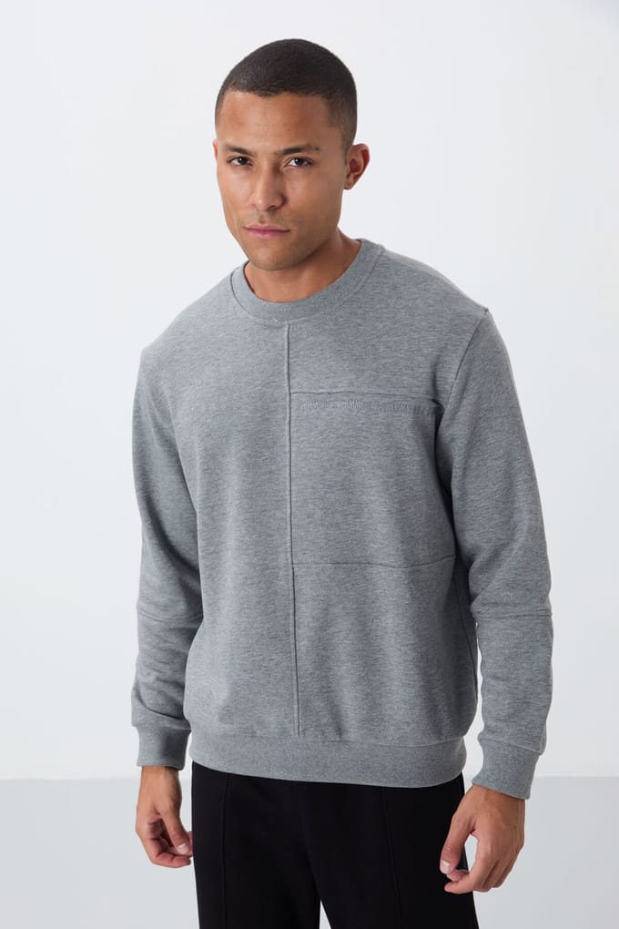 Heren Effen Ronde Hals Sweatshirt