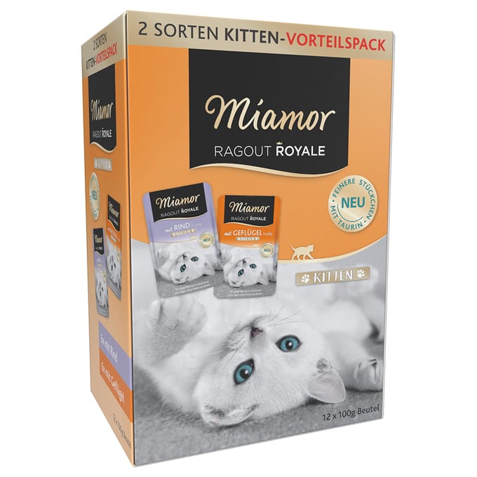 Probeerpakket Miamor Ragout Royale in Gelei Kitten Kattenvoer - Gevogelte en Rund in Gelei