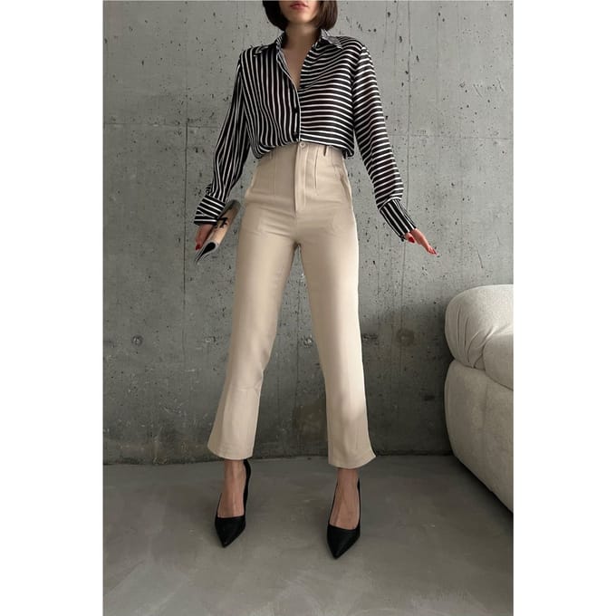 Hoge taille geplooide tailormade broek