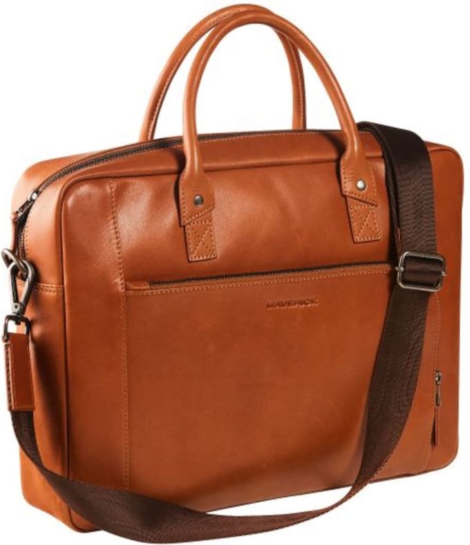 Maverick New Men lederen Business tas met laptopvak 15.6"