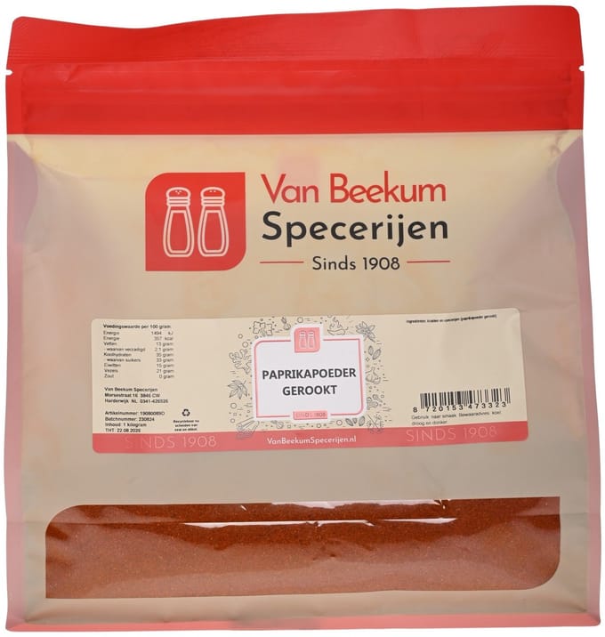 Van Beekum Specerijen - Paprikapoeder Gerookt - 1 KG (hersluitbare stazak)